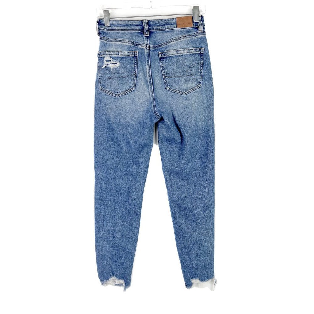 American Eagle Distressed Stretch Mom Jean Ankle Length Size 2 EUC T2586 - Picture 7 of 11